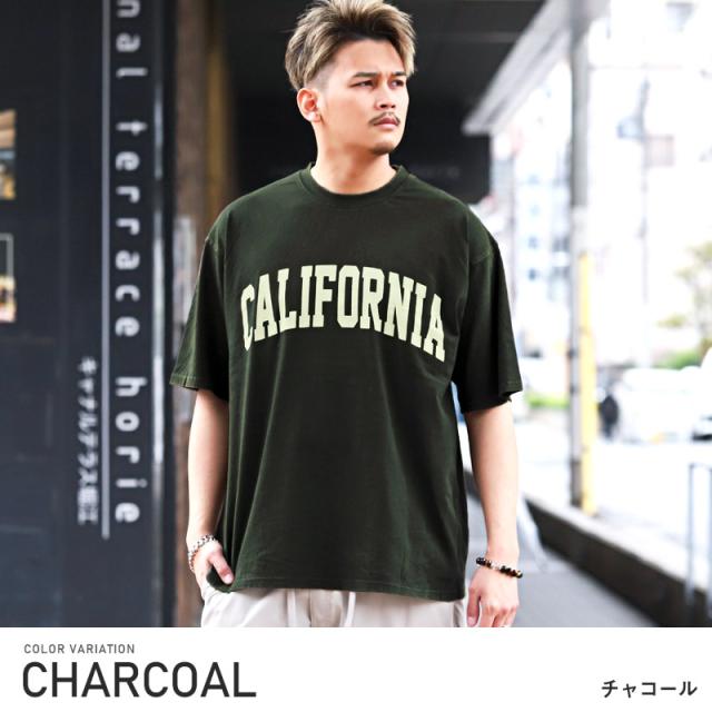 Tシャツ メンズ 半袖 ビッグシルエット カレッジ ロゴ プリント メンズTシャツ 半袖Tシャツ カットソー CALIFORNIA 英字 ケミカル加工 色落ち 古着風 ルーズ カジュアル ストリート aa-1533 3