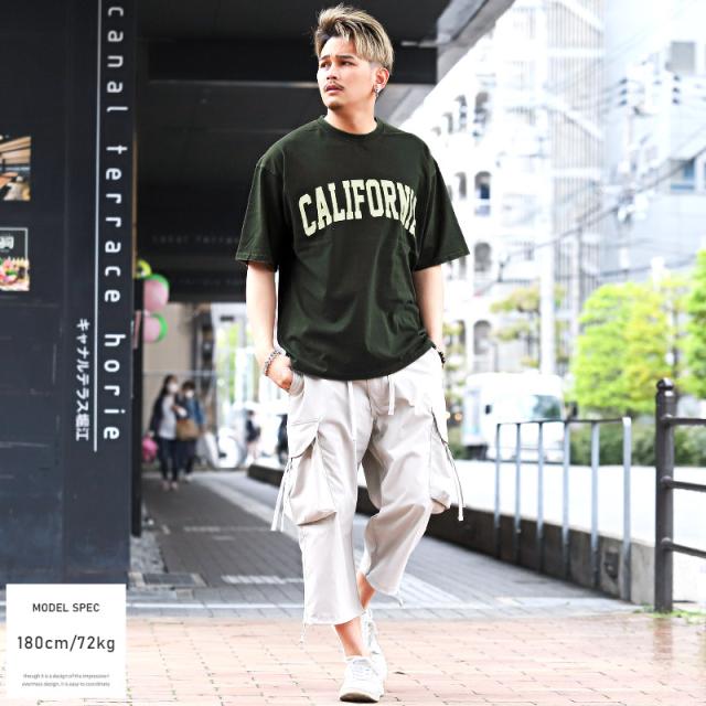 Tシャツ メンズ 半袖 ビッグシルエット カレッジ ロゴ プリント メンズTシャツ 半袖Tシャツ カットソー CALIFORNIA 英字 ケミカル加工 色落ち 古着風 ルーズ カジュアル ストリート aa-1533 4