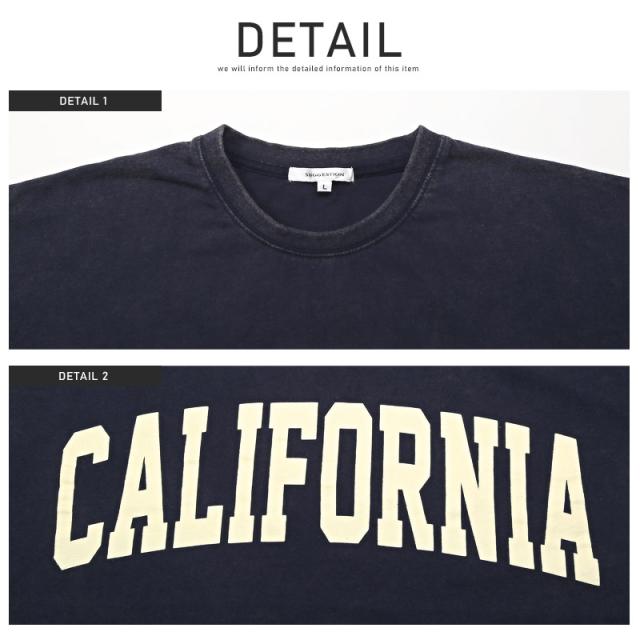 Tシャツ メンズ 半袖 ビッグシルエット カレッジ ロゴ プリント メンズTシャツ 半袖Tシャツ カットソー CALIFORNIA 英字 ケミカル加工 色落ち 古着風 ルーズ カジュアル ストリート aa-1533 9