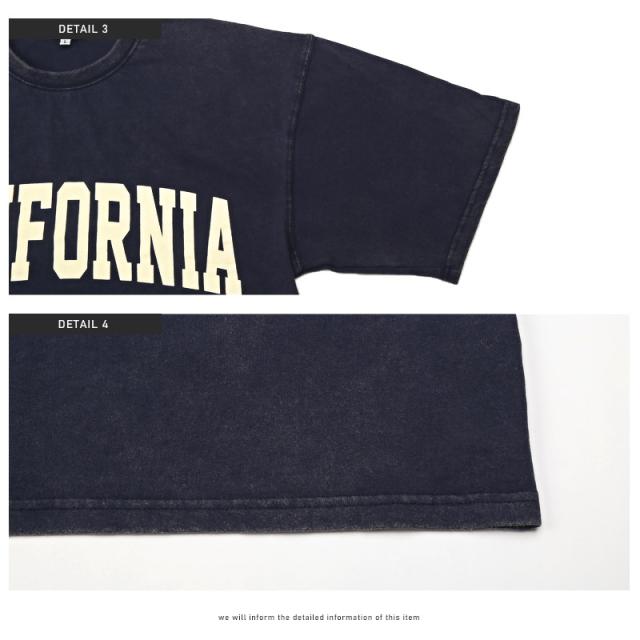 Tシャツ メンズ 半袖 ビッグシルエット カレッジ ロゴ プリント メンズTシャツ 半袖Tシャツ カットソー CALIFORNIA 英字 ケミカル加工 色落ち 古着風 ルーズ カジュアル ストリート aa-1533 10