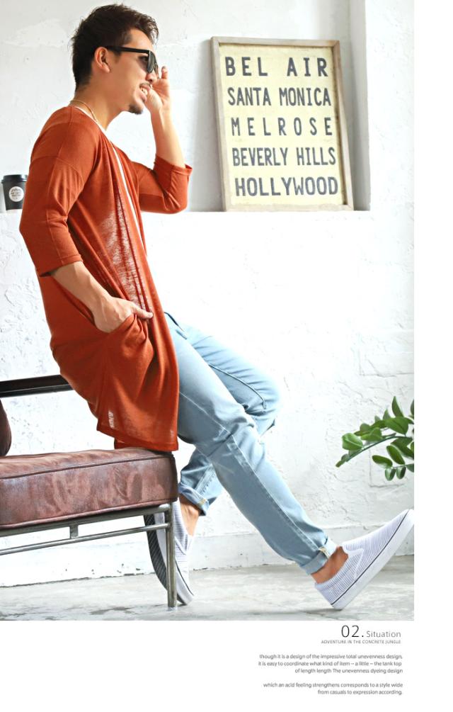 カーディガンメンズロング麻リネンシースルー春夏カーデロングカーディガンコーディガンサマー5分袖羽織りロング丈薄手薄い透かし無地ファッション