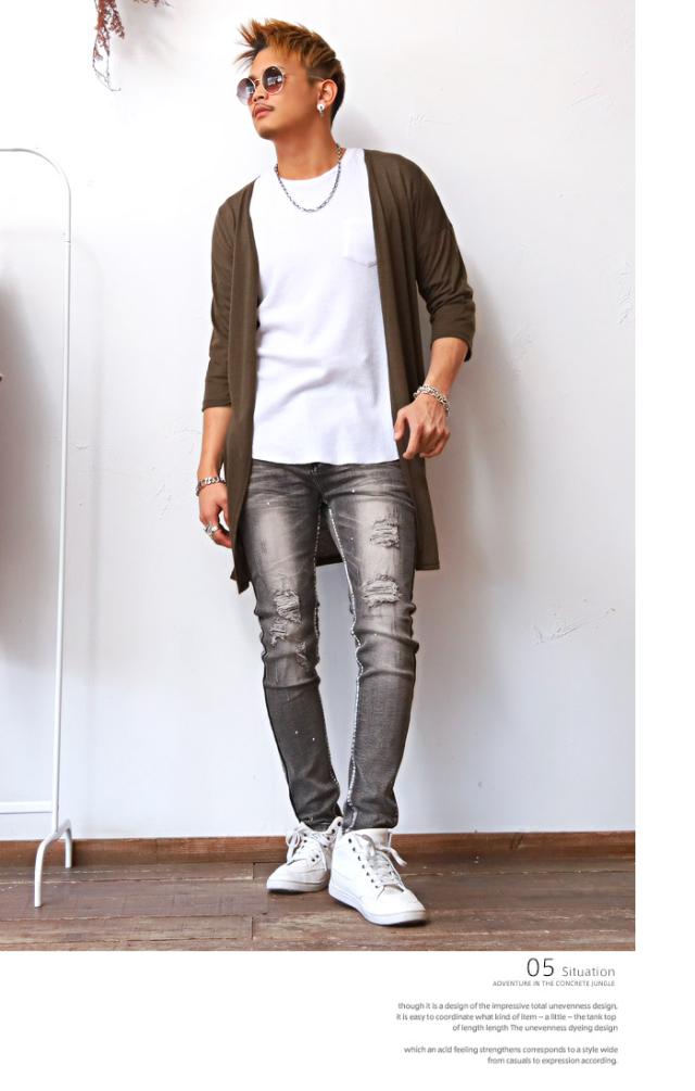 カーディガンメンズロング麻リネンシースルー春夏カーデロングカーディガンコーディガンサマー5分袖羽織りロング丈薄手薄い透かし無地ファッション