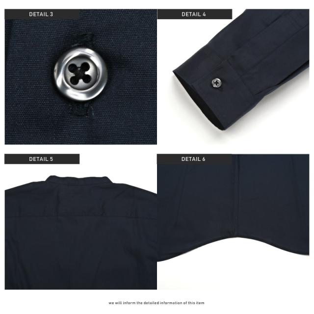 シャツメンズ日本製ブロードスキッパーバンドカラー七分袖【GarsonWave(ギャルソンウェーブ)日本製スキッパーバンドカラー七分袖シャツ】カジュアルシャツ無地ストライプ爽やか清涼感春夏 13