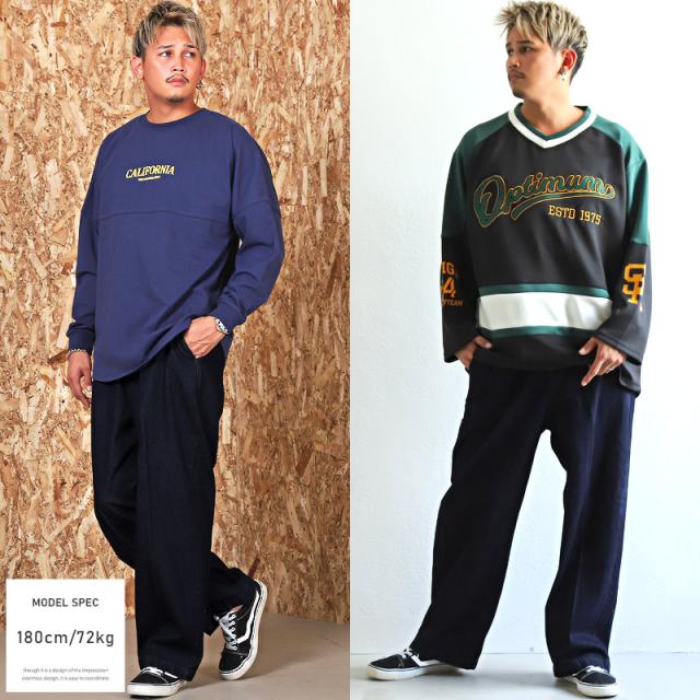 チノパンツデニムワイドパンツメンズイージーパンツ【デニムワイドチノパンツ】ワークパンツボトムスチノ大きめワイドカジュアルゆったりストリート春物秋服ビター系BITTER 4