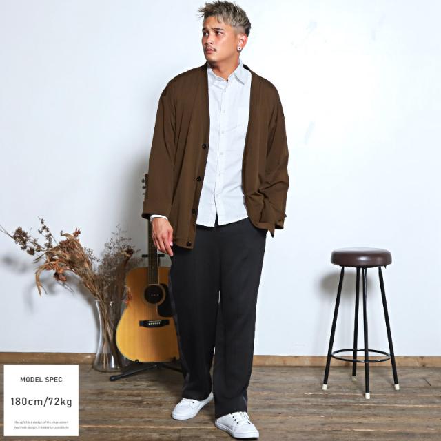 カーディガンメンズカーデVネック無地ビッグシルエット【ボタン付きVネックカーディガン】トップス長袖ライトアウター羽織りボタンルーズカジュアルゆったりシンプル大人韓国系ビター系BITTER春秋 6