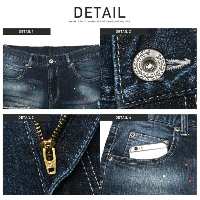 デニムパンツ メンズ スキニー ダメージパンツ ペンキ メンズデニム スキニーパンツ ダメージ加工 リペア加工 ジーパン インディゴ ブルー タイト 細身 ビター系 BITTER aa-1962 9