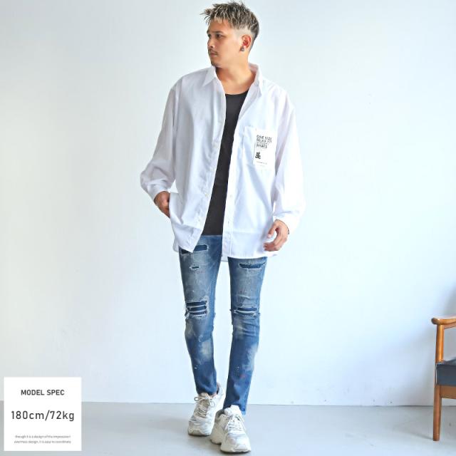 デニムパンツ メンズ スキニー ダメージ加工 リペア ペンキ メンズデニム スキニーデニム ダメージパンツ ストレッチ インディゴ ブルー スリム タイト ビター系 BITTER aa-1963 6