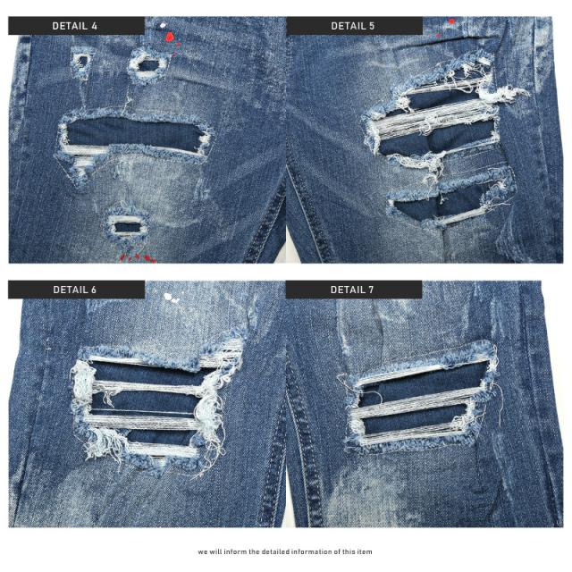 デニムパンツ メンズ スキニー ダメージ加工 リペア ペンキ メンズデニム スキニーデニム ダメージパンツ ストレッチ インディゴ ブルー スリム タイト ビター系 BITTER aa-1963 10