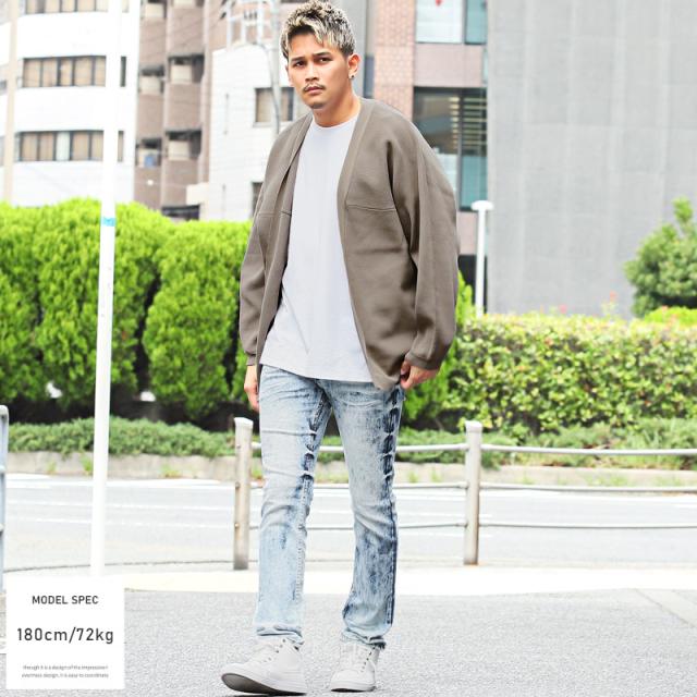 カーディガンメンズレディース畦編みニットビッグシルエット【12G畦編みドルマンニットカーディガン】トップスミディアム丈ドルマンスリーブ羽織り無地ゆったりストリートユニセックス春秋 6