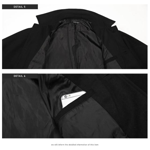 ステンカラーコート メンズ ウール ロングコート チェック メンズコート ウールコート アウター グレンチェック 無地 ルーズ ウール混 暖か 秋冬 ブラック 大人 上品 秋冬 ビター系 BITTER aa-1985 10