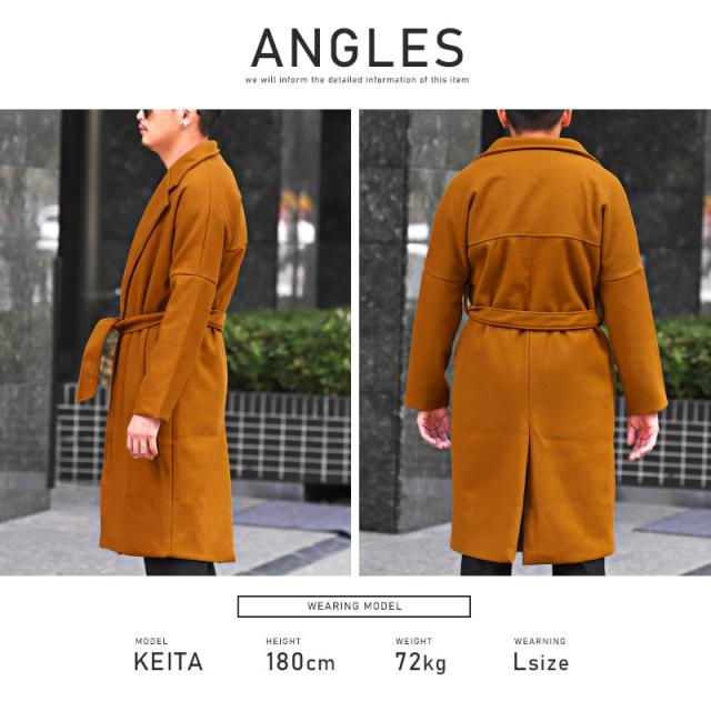 チェスターコートメンズロング丈ウールライク秋冬【ウールライクロングチェスターコート】ロングコートアウターガウンウールコートカジュアルキレイめ上品ビジネス秋服冬服BITTERビター系 7