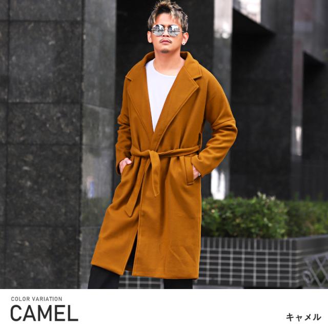 チェスターコートメンズロング丈ウールライク秋冬【ウールライクロングチェスターコート】ロングコートアウターガウンウールコートカジュアルキレイめ上品ビジネス秋服冬服BITTERビター系 3