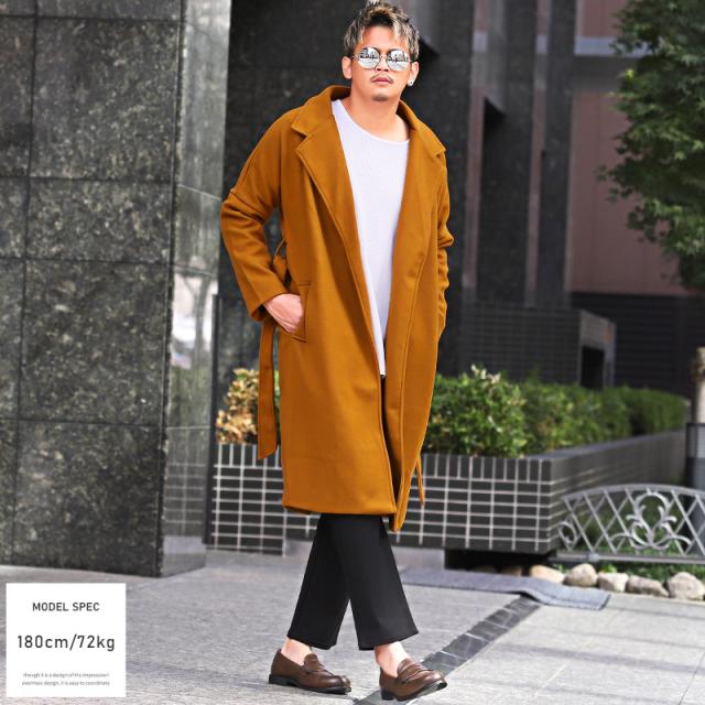 チェスターコートメンズロング丈ウールライク秋冬【ウールライクロングチェスターコート】ロングコートアウターガウンウールコートカジュアルキレイめ上品ビジネス秋服冬服BITTERビター系 4