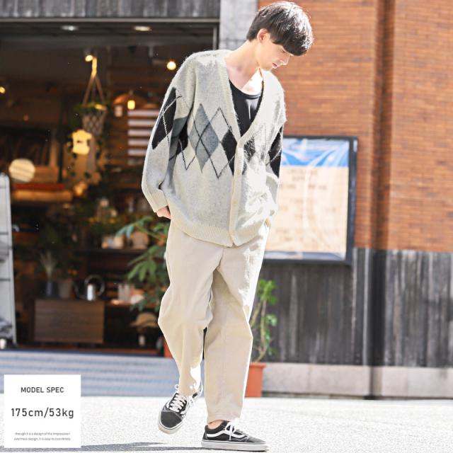 カーディガンメンズニットモヘアタッチシャギー【モヘアタッチシャギーVネックニットカーディガン】トップスカーデ長袖羽織り無地総柄アーガイル柄チェック柄ブロックチェックルーズ春秋ビター系BITTER 2