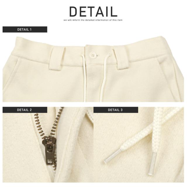 シェフパンツメンズフェイクウール秋冬【テックウールパンツ】ワイドテーパードウールパンツイージーパンツボトムスルーズキレイめ暖かカジュアルきれいめシンプル無地上品お洒落ビター系BITTER 11