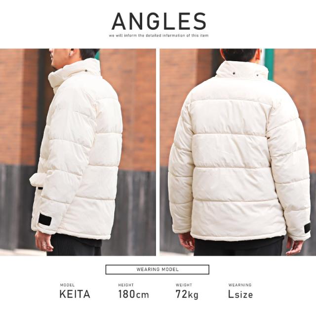 中綿ジャケット メンズ ブルゾン フード ボリュームネック メンズジャケット アウター フード取り外し可能 アイボリー ブラック 無地 ジンプル 暖か 防寒 冬 カジュアル ビター系 BITTER aa-2078 7