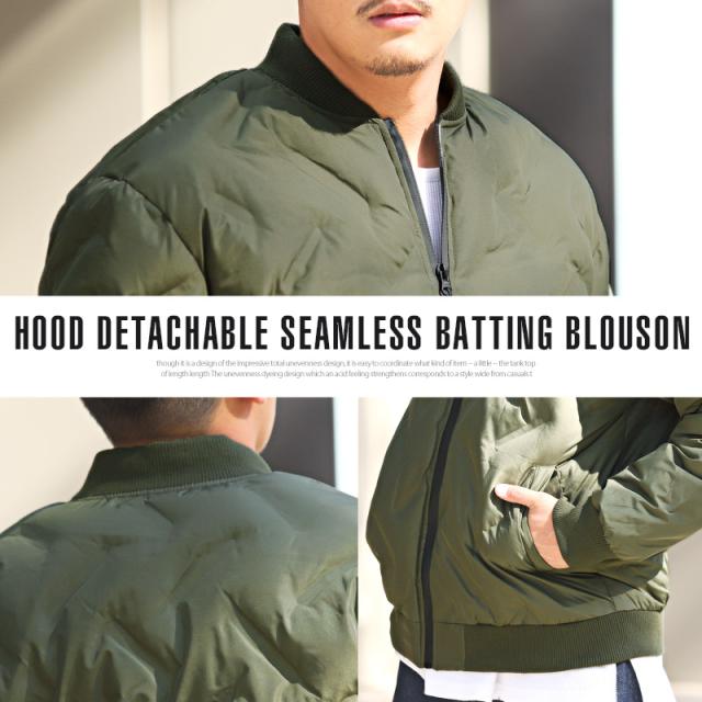 MA-1ジャケット メンズ 中綿ジャケット ブルゾン ジャンパー シームレス メンズジャケット 中綿 アウター ブラック カーキ ホワイト 暖か 防寒 カジュアル ミリタリー ストリート 韓国 aa-2031 5
