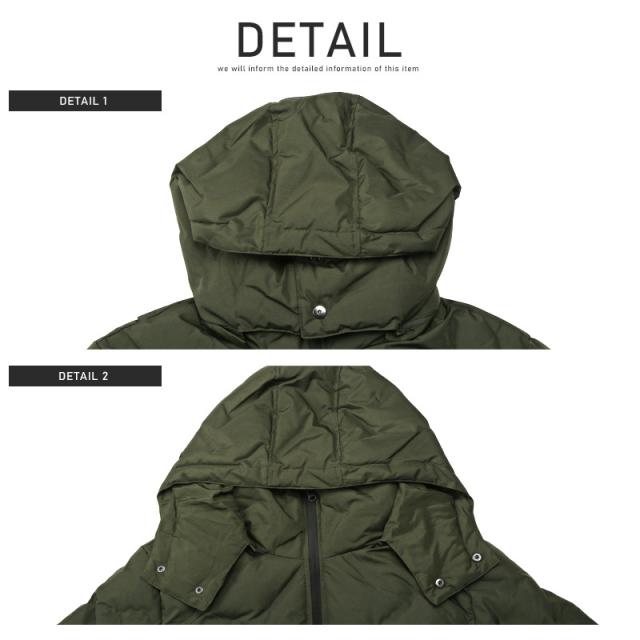 ブルゾンメンズジャケット中綿フード【フード着脱シームレス中綿ブルゾン】フェイクダウンアウターボリュームネック2WAY止水ジップ保温性無地暖か防寒冬カジュアルビター系BITTER 9