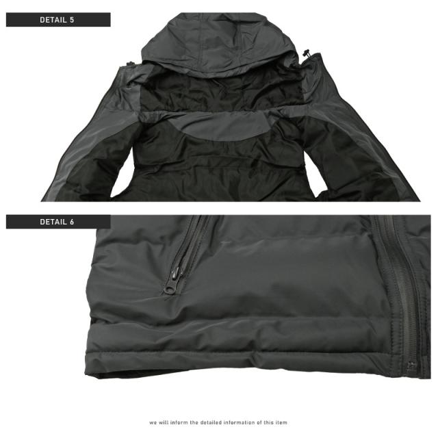 中綿ベスト メンズ ダウン混 ダウン フェザー シームレスダウン メンズベスト アウター ボリュームネック 切替 配色 バイカラー フード グレー ネイビー ブラック 暖か ビター系 BITTER aa-2135 11