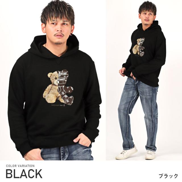 パーカー メンズ スウェット テディベア プリント メンズパーカー プルオーバー スエット クマ フォト ルーズ カジュアル ストリート 韓国 aa-2232 6