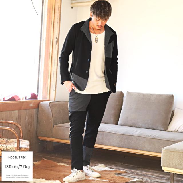 イタリアンカラージャケットメンズデザインストレッチ【デザイン切替イタリアンカラージャケット】メンズジャケットスタンドカラーワイヤー襟トラッドアウターキレイめビター系BITTER 6