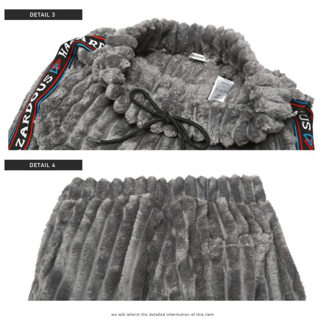 イージーパンツ メンズ フェイクファー ワイド サイドロゴ もこもこ メンズパンツ ワイドパンツ ロゴテープ ドローコード グレー ブラック ゆったり 冬 暖か スポーティ ストリート aa-2316 10