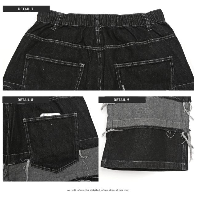 デニムパンツメンズジーンズダメージワイド丈【ワイドクレイジーデニムパンツ】ストレートシルエットボトムスデニムクラッシュジーパンフリンジ古着風アメカジ西海岸ストリートカジュアル 13