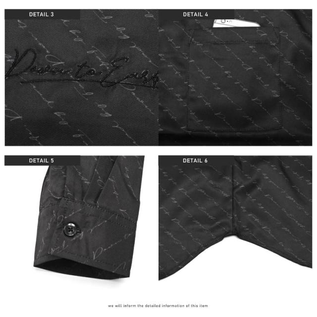 長袖シャツ メンズ ロゴ プリント 総柄 刺繍 メンズシャツ カジュアルシャツ レギュラーカラー ラバープリント ホワイト ブラック トップス 長袖 ルーズ  ストリート 韓国 aa-2334 10