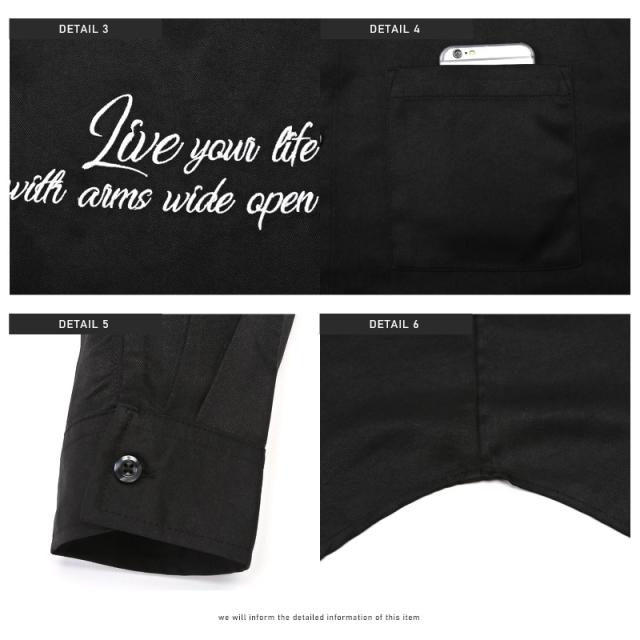 長袖シャツ メンズ バックプリント ロゴ レインボー箔 メンズシャツ カジュアルシャツ レギュラーカラー 箔プリント カラフル ホワイト ブラック 長袖 ルーズ ストリート 韓国 aa-2335 10