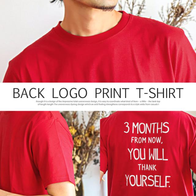 Tシャツメンズレディース半袖ロゴバックプリント【バックロゴプリント半袖Tシャツ】カットソークルーネック英字ホワイトブラックレッドストリートシンプル韓国系春夏MLXLユニセックス 6