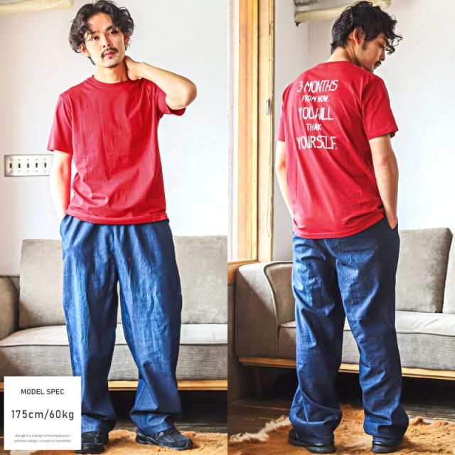 Tシャツメンズレディース半袖ロゴバックプリント【バックロゴプリント半袖Tシャツ】カットソークルーネック英字ホワイトブラックレッドストリートシンプル韓国系春夏MLXLユニセックス 5