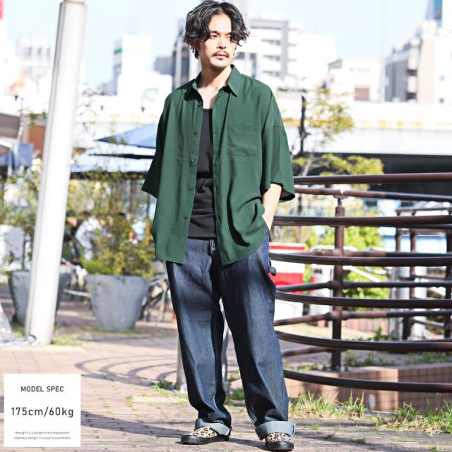 半袖シャツメンズレディース半袖ビッグシルエット春夏【ビッグシルエット半袖シャツ】トップス羽織りルーズゆったり無地カジュアルリラックスストリート韓国系ユニセックス 7
