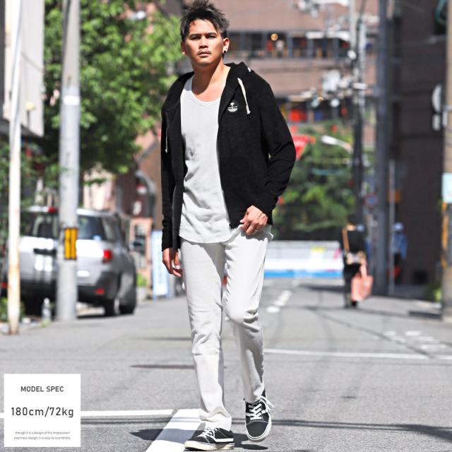 パーカー メンズ ジップアップ パイル ワンポイント サーフ プリント ロゴ メンズパーカー ジップパーカー タオル地 ルームウェア リゾート ビター系 BITTER aa-2513 7