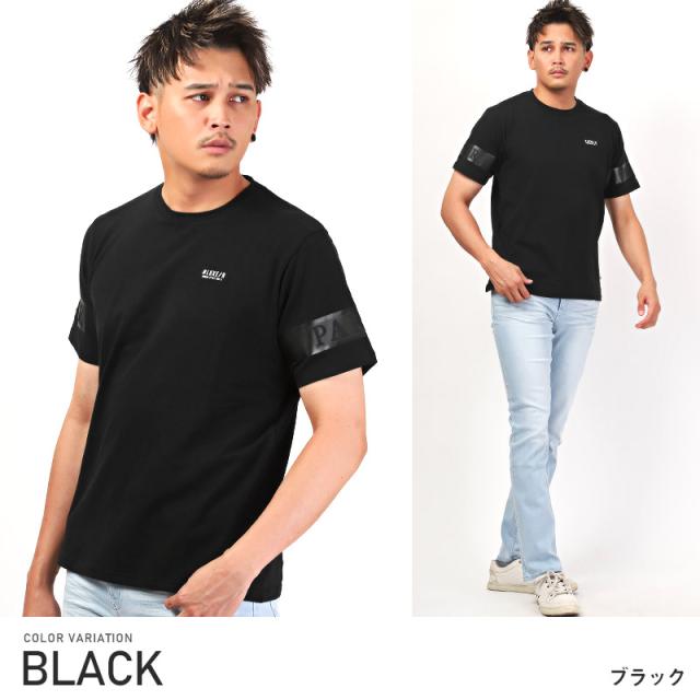 Tシャツ メンズ 半袖 クルーネック ラバー プリント ロゴ メンズTシャツ 半袖Tシャツ カットソー ライン ホワイト ブラック 春夏 スポカジ カジュアル ビター系 BITTER aa-2538 6