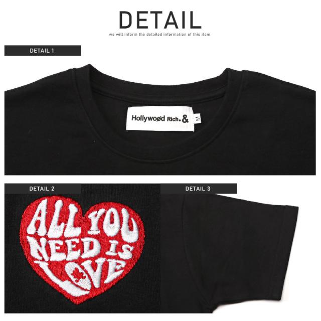 Tシャツ メンズ 半袖 刺繍 ハート 発泡プリント ロゴ メンズTシャツ カットソー クルーネック ぷっくり ホワイト ブラック カジュアル 春夏 aa-2561 9