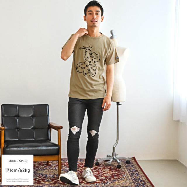 Tシャツ メンズ 半袖 刺繍 ベア ロゴ クマ メンズTシャツ トップス クルーネック テディベア グラフィック カジュアル ストリート シンプル 春 夏 4