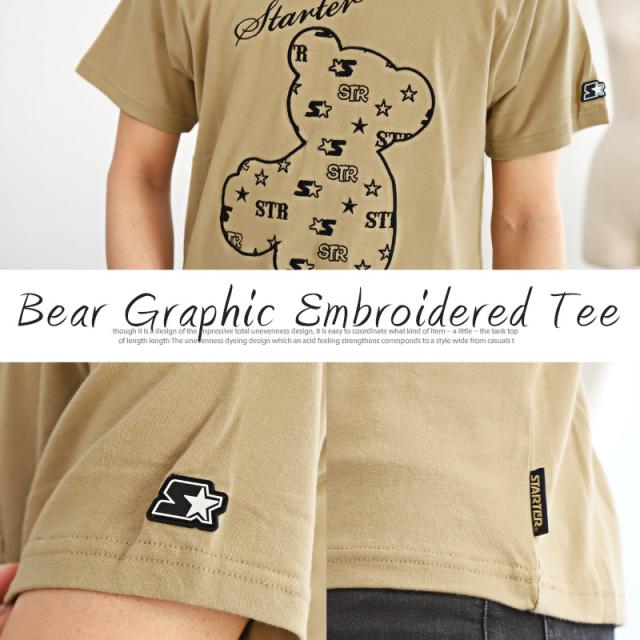 Tシャツ メンズ 半袖 刺繍 ベア ロゴ クマ メンズTシャツ トップス クルーネック テディベア グラフィック カジュアル ストリート シンプル 春 夏 5