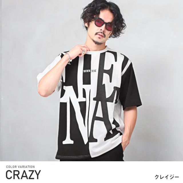 Tシャツ メンズ 半袖 ビッグロゴ プリント バイカラー メンズTシャツ 半袖Tシャツ カットソー クルーネック ロゴプリント 英字 ホワイト ブラック カジュアル ストリート 韓国 春夏 aa-2582 3