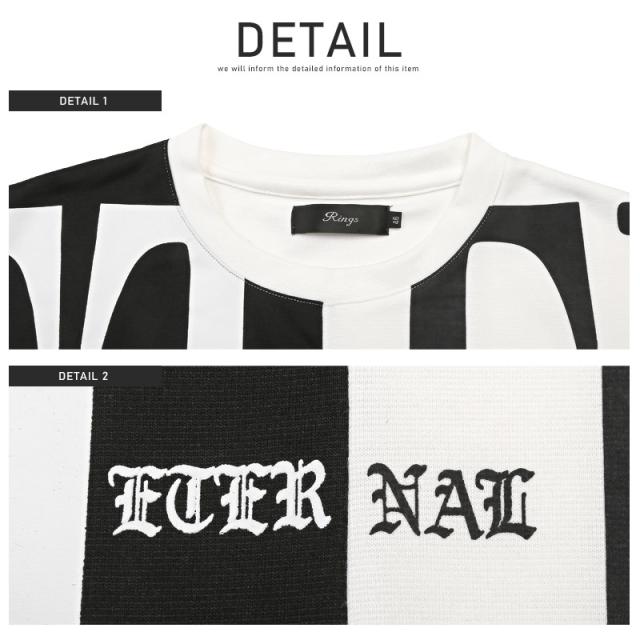 Tシャツ メンズ 半袖 ビッグロゴ プリント バイカラー メンズTシャツ 半袖Tシャツ カットソー クルーネック ロゴプリント 英字 ホワイト ブラック カジュアル ストリート 韓国 春夏 aa-2582 9