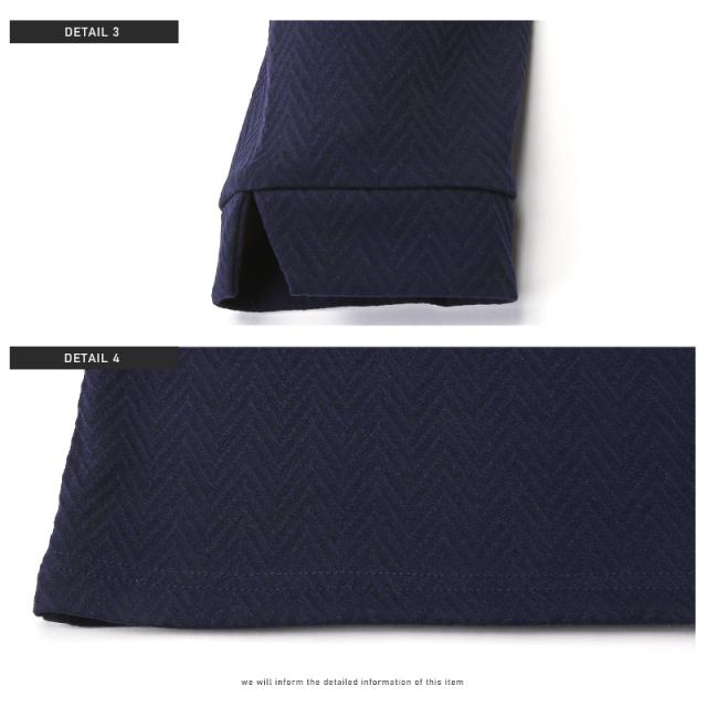 ポロシャツ7分袖メンズイタリアンカラー立て襟トップスカットソー七分袖ヘリンボーンジャガード総柄細身タイト大人上品ビター系BITTERPOLO春夏aa-2597 10