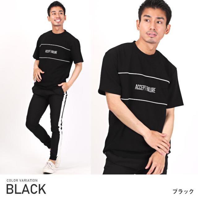 Tシャツ メンズ 半袖 ロゴ 刺繍 パイピング ライン ツイル ダンボールニット メンズTシャツ 半袖Tシャツ クルーネック ホワイト ブラック ゆったり カジュアル ストリート 韓国 春夏 aa-2601 6