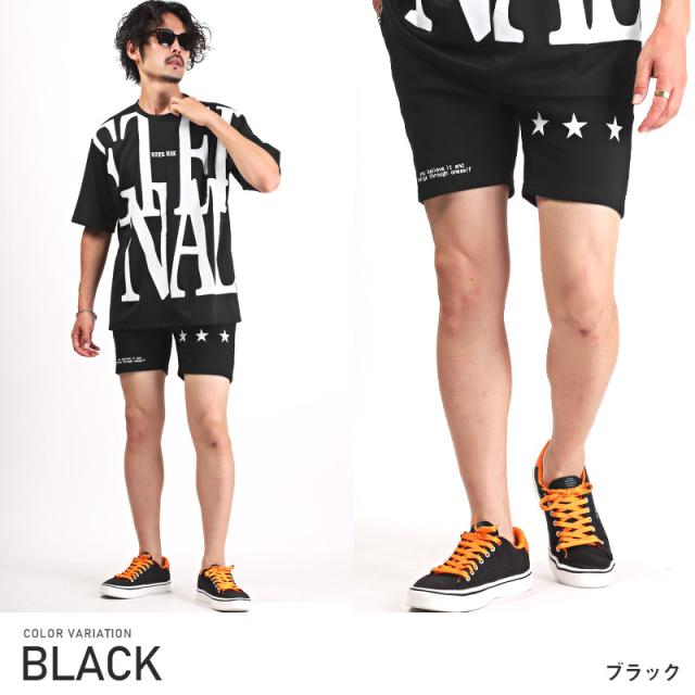 ショートパンツ メンズ プリント ロゴ 星 ショート丈 ボトムス ハーフパンツ 短パン ショーツ イージーパンツ スター ワンポイント 膝上 アウトドア 夏 6