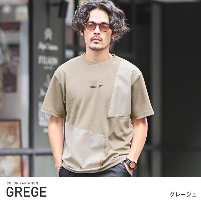 Tシャツメンズ半袖メンズTシャツ半袖Tシャツロゴ切替切り替え接触冷感冷感涼しいクールリサイクル素材エコ再生ポリエステルSDGs異素材シンプルカジュアルラフストリートきれいめaa-2651 3