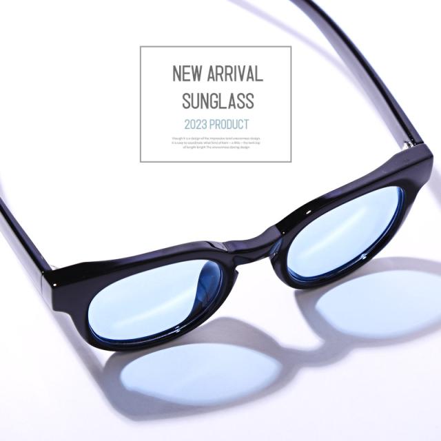 サングラスメンズレディースカラーレンズボストンUVカットボスリントンウェリントンメガネ伊達メガネ黒ぶちグラサンスモークブルーお洒落紫外線対策ユニセックスリゾートサマー夏aa-2664 2