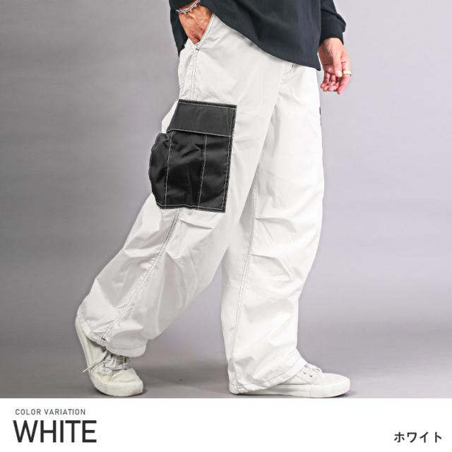 カーゴパンツ メンズ ワイドパンツ ナイロン 配色 バイカラー ワークパンツ メンズカーゴ ワイドカーゴ イージー サイドポケット 太め カジュアル ミリタリー ストリート aa-2688 8