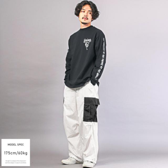 カーゴパンツ メンズ ワイドパンツ ナイロン 配色 バイカラー ワークパンツ メンズカーゴ ワイドカーゴ イージー サイドポケット 太め カジュアル ミリタリー ストリート aa-2688 9