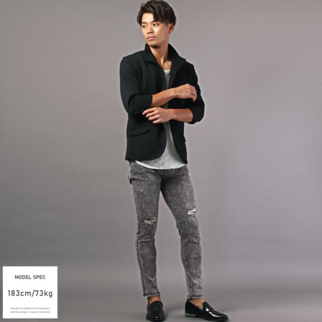 デニムパンツ メンズ スキニーパンツ ストレッチ ダメージ スリム ジーンズ ブリーチ加工 ウォッシュ加工 伸縮性 美脚 タイト 細身 カジュアル ストリート 10