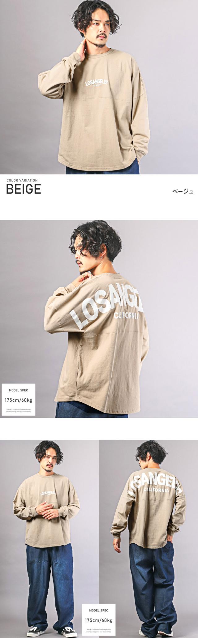 ロンT メンズ 長袖Tシャツ ビッグシルエット バックロゴ 発泡プリント メンズロンT カットソー 長袖 クルーネック ドロップショルダー ドルマンスリーブ LOS ANGELS ゆったり アメカジ ストリート aa-2698 8