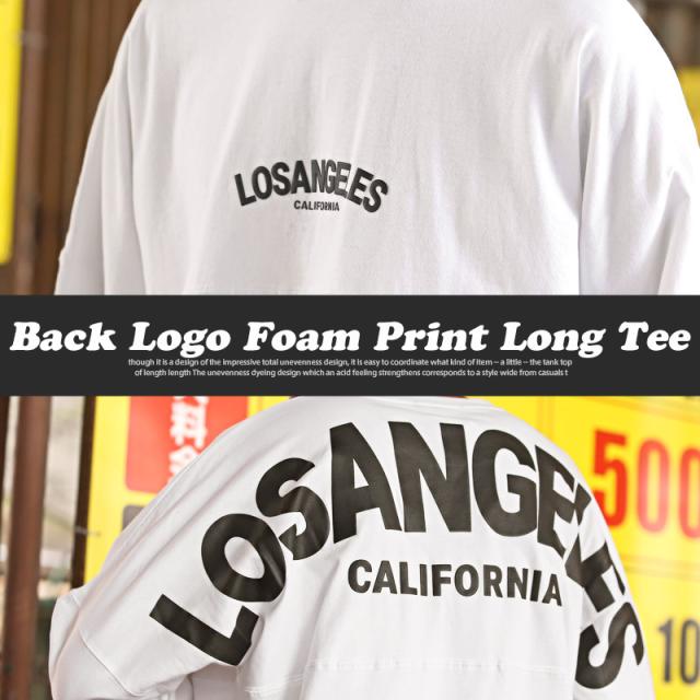 ロンT メンズ 長袖Tシャツ ビッグシルエット バックロゴ 発泡プリント メンズロンT カットソー 長袖 クルーネック ドロップショルダー ドルマンスリーブ LOS ANGELS ゆったり アメカジ ストリート aa-2698 6