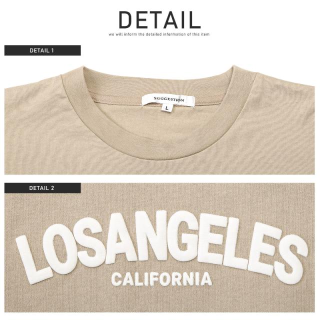 ロンT メンズ 長袖Tシャツ ビッグシルエット バックロゴ 発泡プリント メンズロンT カットソー 長袖 クルーネック ドロップショルダー ドルマンスリーブ LOS ANGELS ゆったり アメカジ ストリート aa-2698 11